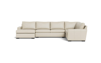 Mesa 156" Leather Corner Sectionals w. Left Chaise - Tribeca Cream