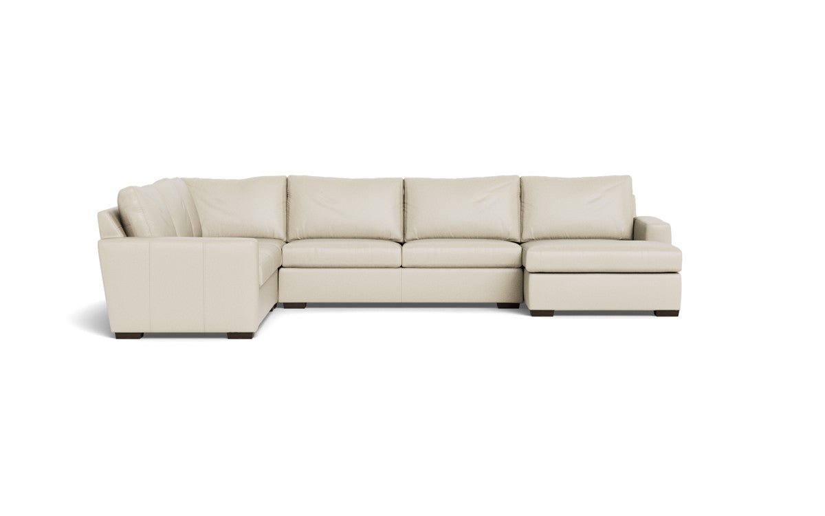 Mas Mesa 162" Deep Leather Corner Sectionals w. Right Chaise - Tribeca Cream