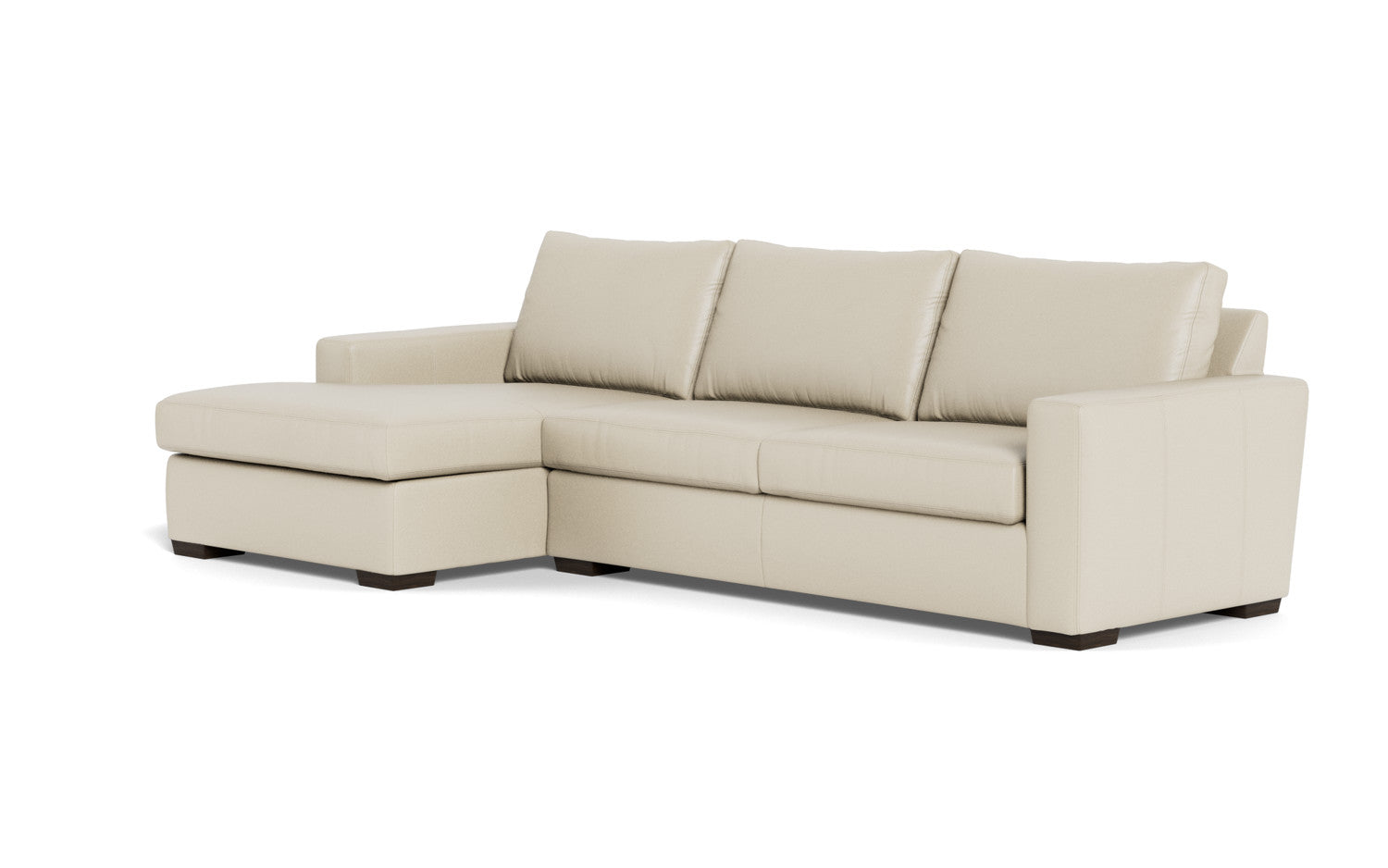 Mesa 123" Leather Left Chaise Sectional - Tribeca Cream