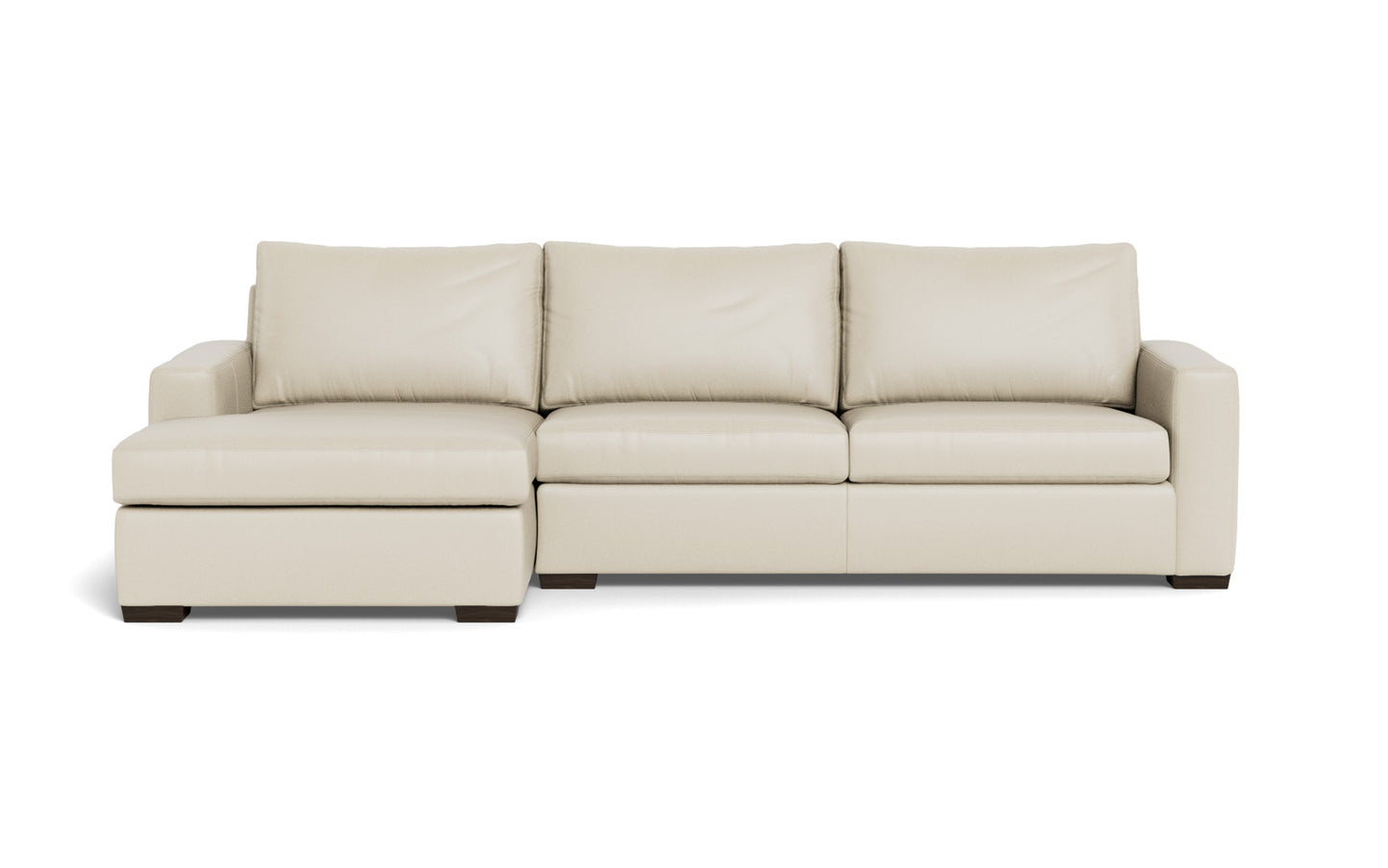 Mesa 123" Leather Left Chaise Sectional - Tribeca Cream