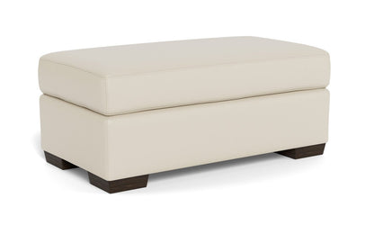Mas Mesa Leather Ottoman - Tribeca Cream