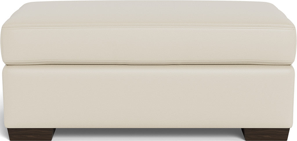 Mas Mesa Leather Ottoman - Tribeca Cream