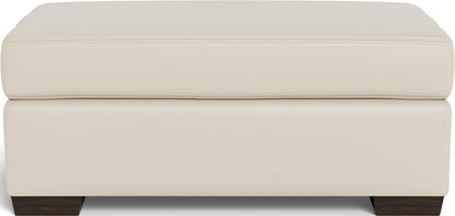 Mas Mesa Leather Ottoman - Tribeca Cream