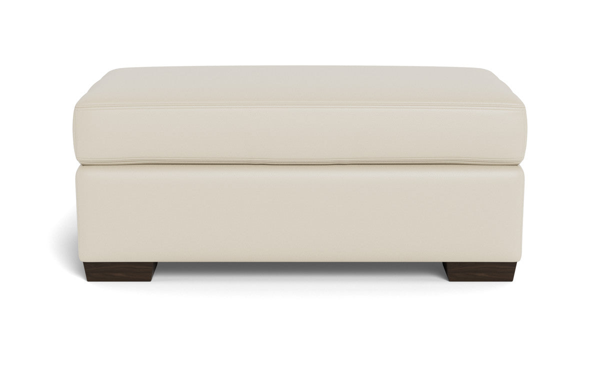Mas Mesa Leather Ottoman - Tribeca Cream