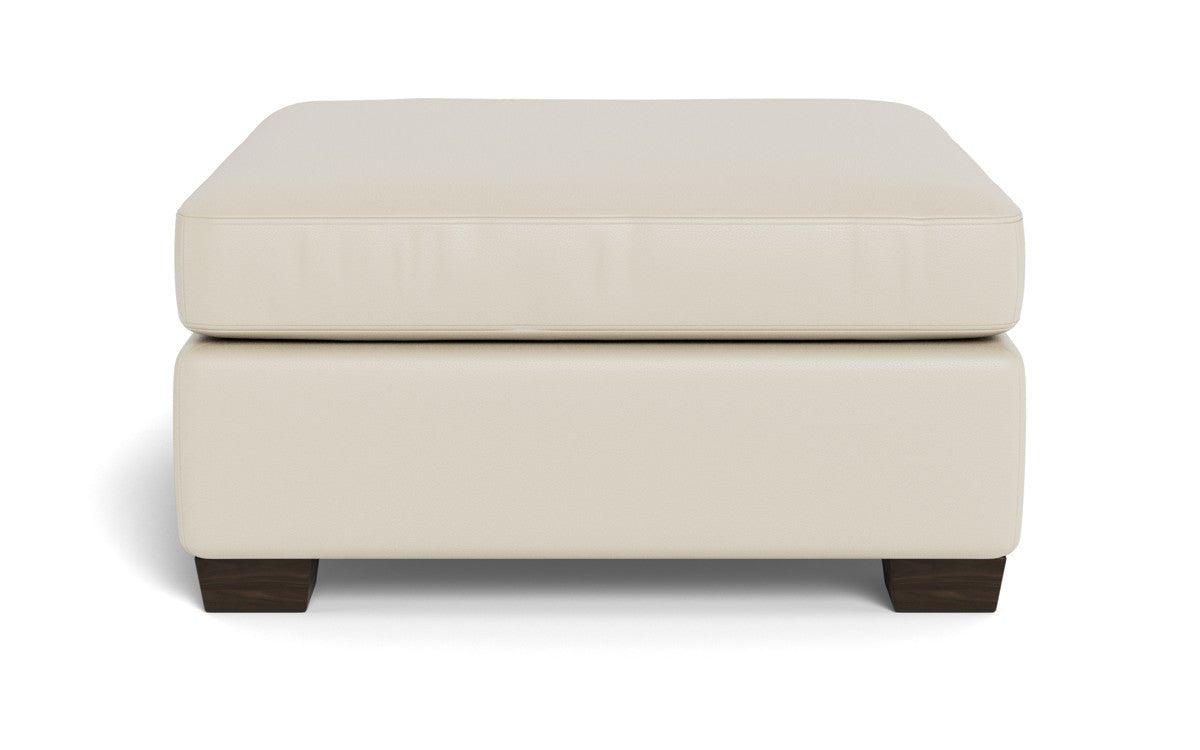 Track Leather Ottoman - Tribeca Cream