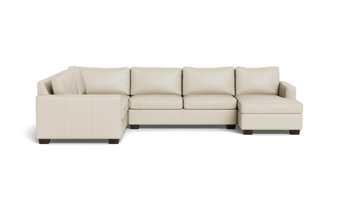 Track 141" Leather Corner Sectionals W. Full Sleeper & Right Chaise - Tribeca Cream