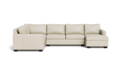 Track 141" Leather Corner Sectionals W. Full Sleeper & Right Chaise - Tribeca Cream