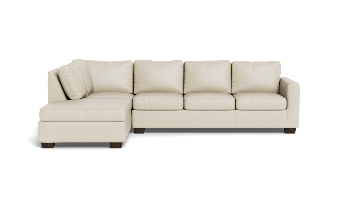 Track 121" Leather Left Chaise Sectional - Tribeca Cream