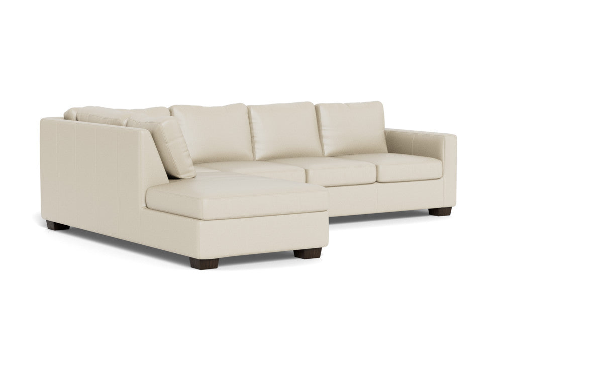 Track 121" Leather Left Chaise Sleeper Sectional - Tribeca Cream