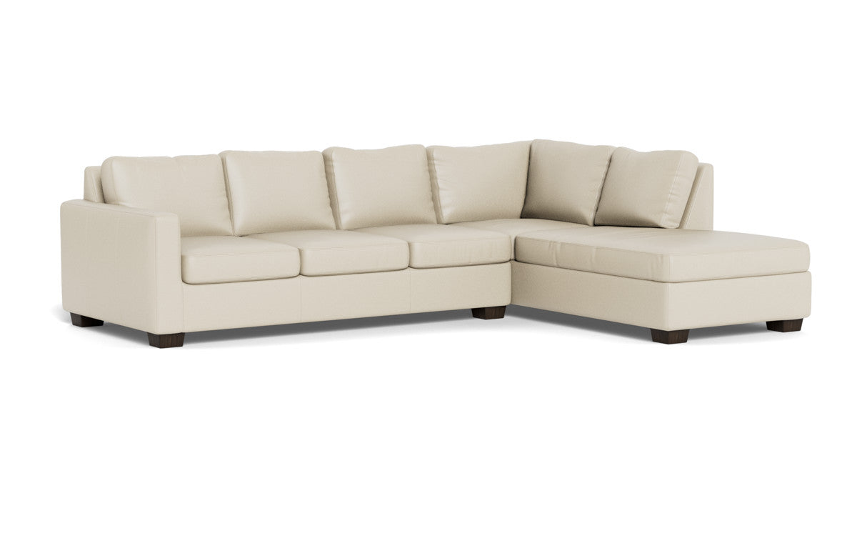 Track 121" Leather Right Chaise Sectional - Tribeca Cream