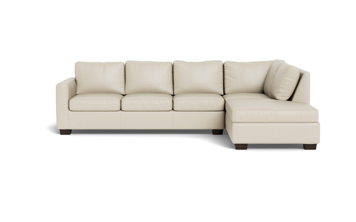 Track 121" Leather Right Chaise Sleeper Sectional - Tribeca Cream