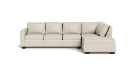 Track 121" Leather Right Chaise Sleeper Sectional - Tribeca Cream