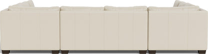 Track 141" Leather Corner Sofa Sleeper U Sectional - Tribeca Cream