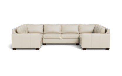 Track 141" Leather Corner Sofa Sleeper U Sectional - Tribeca Cream