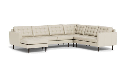 Wallace 130" Leather Corner Sectionals w. Left Chaise - Tribeca Cream