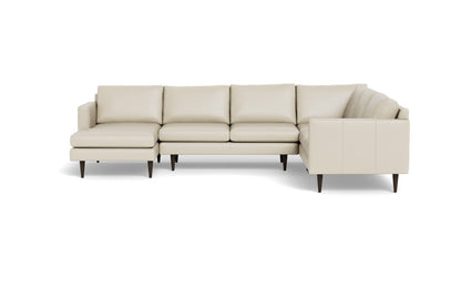 Wallace 130" Leather Untufted Corner Sectionals w. Left Chaise - Tribeca Cream