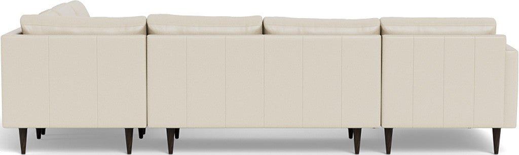 Wallace 130" Leather Untufted Corner Sectionals w. Left Chaise - Tribeca Cream