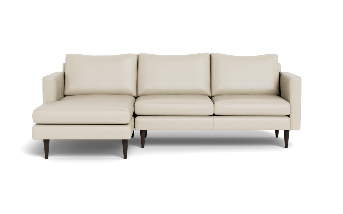 Wallace 98" Leather Untufted Left Chaise Sectional - Tribeca Cream