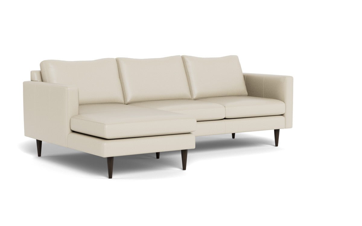 Wallace 98" Leather Untufted Left Chaise Sectional - Tribeca Cream