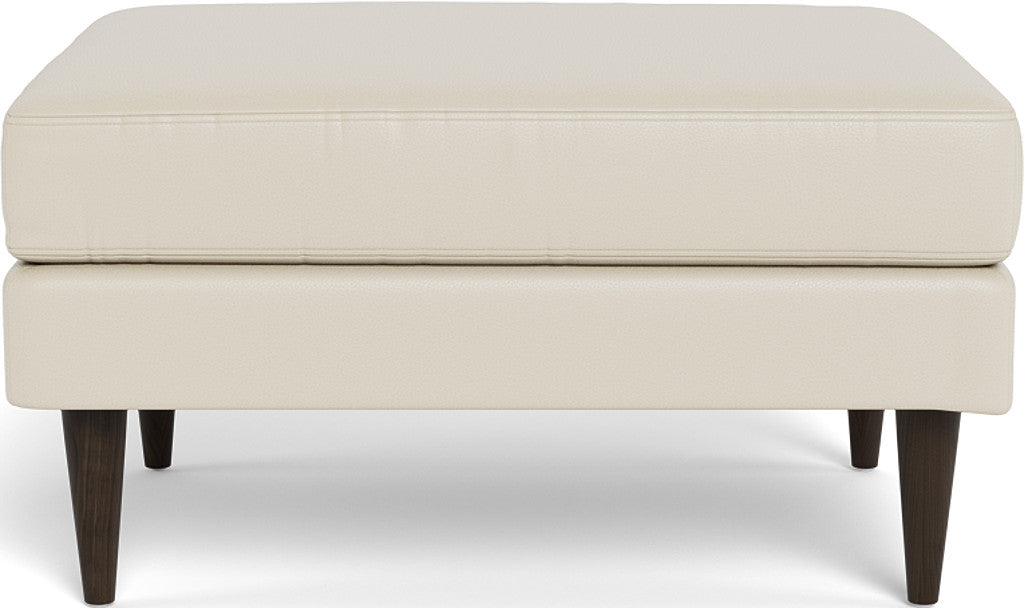 Wallace Leather Untufted Ottoman - Tribeca Cream