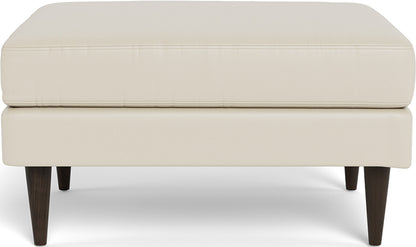 Wallace Leather Untufted Ottoman - Tribeca Cream