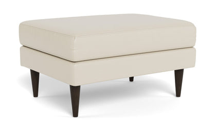 Wallace Leather Untufted Ottoman - Tribeca Cream