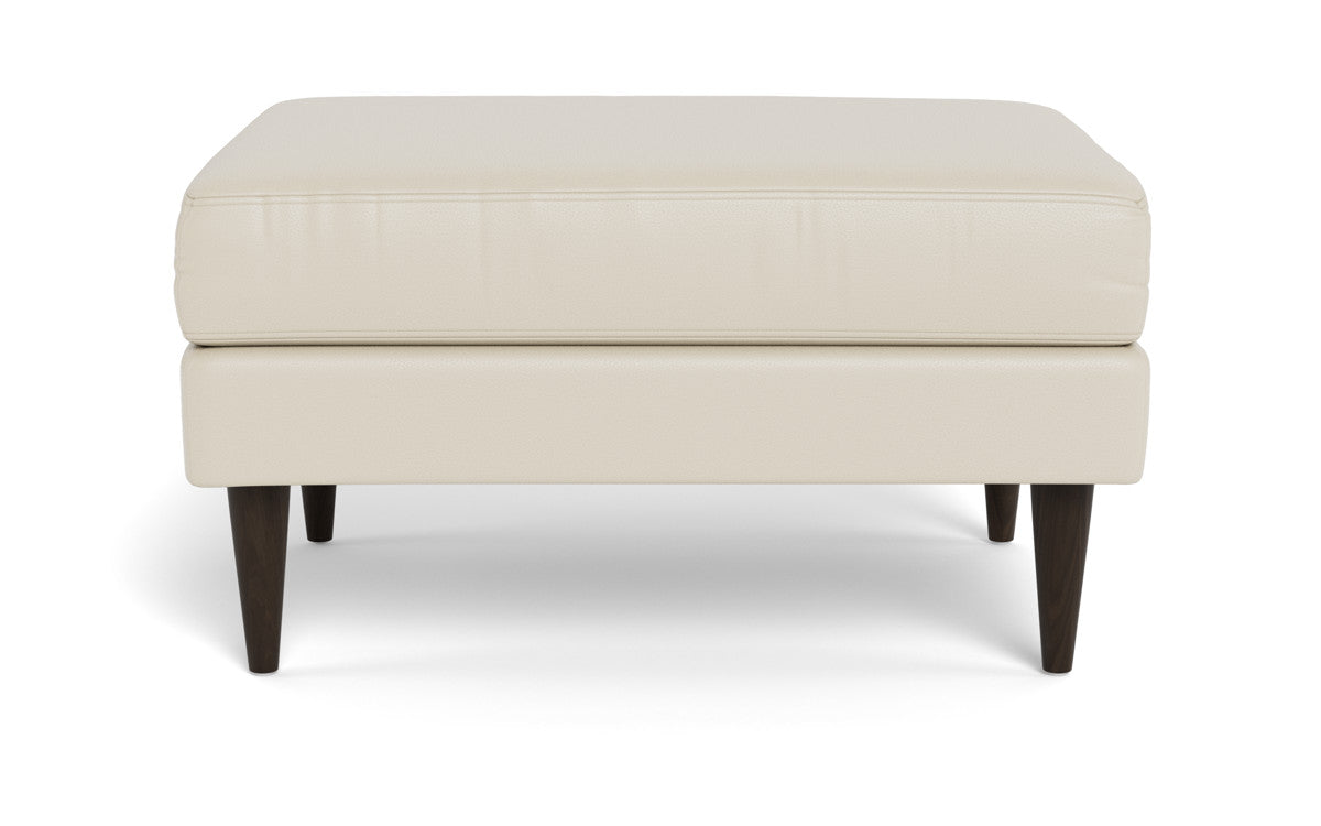 Wallace Leather Untufted Ottoman - Tribeca Cream