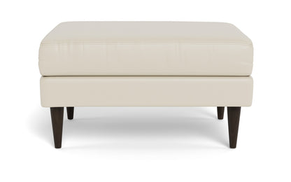 Wallace Leather Untufted Ottoman - Tribeca Cream