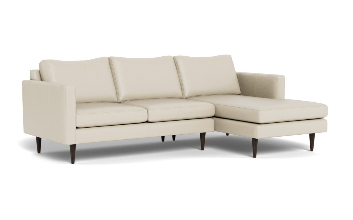 Wallace 98" Leather Untufted Right Chaise Sectional - Tribeca Cream