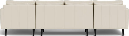 Wallace 126" Leather Untufted Double Chaise U Sectional - Tribeca Cream