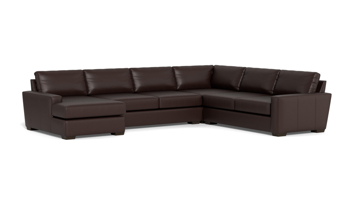 Mas Mesa 162" Deep Leather Corner Sectionals w. Left Chaise - Tribeca Espresso