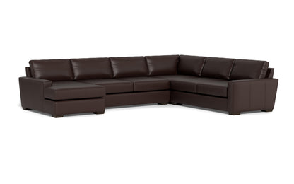 Mas Mesa 162" Deep Leather Corner Sectionals w. Left Chaise - Tribeca Espresso
