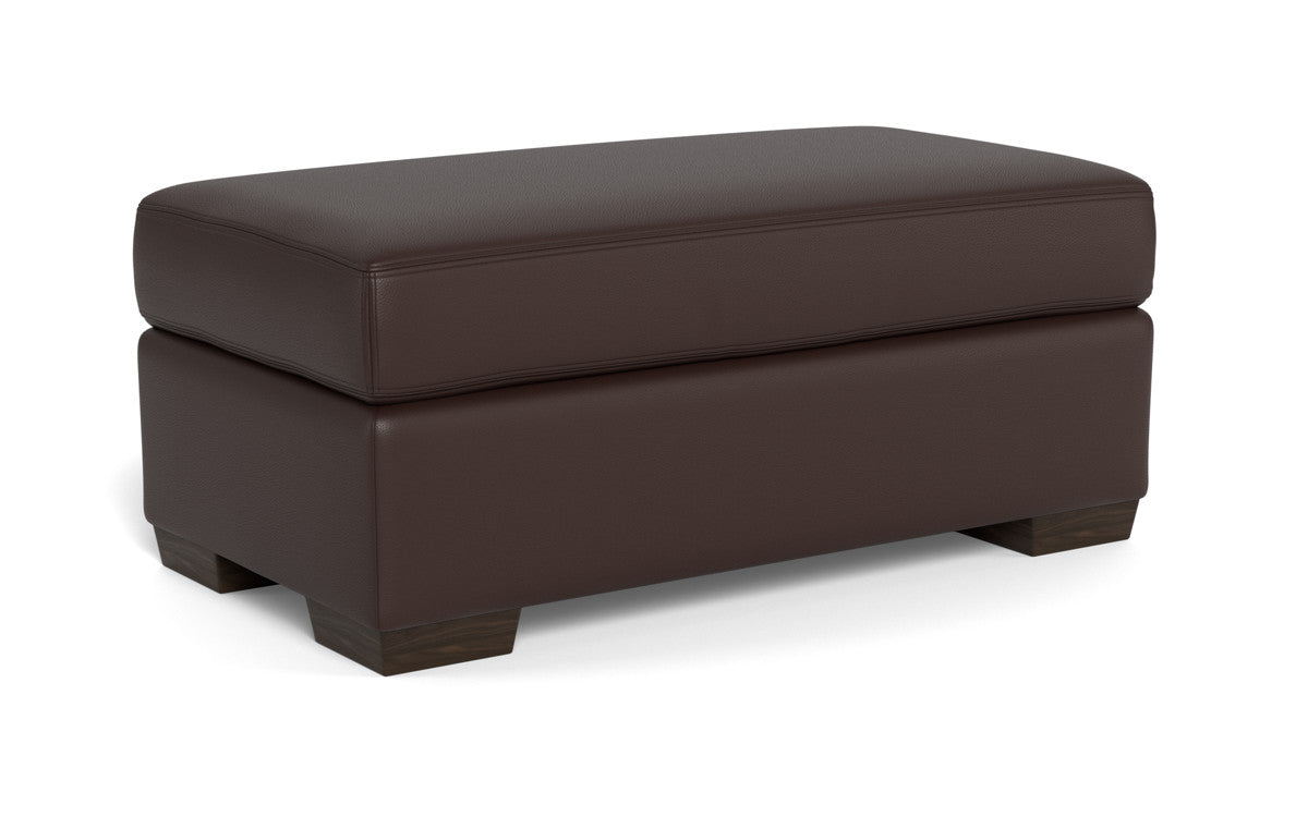 Mas Mesa Leather Ottoman - Tribeca Cream