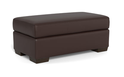 Mas Mesa Leather Ottoman - Tribeca Cream