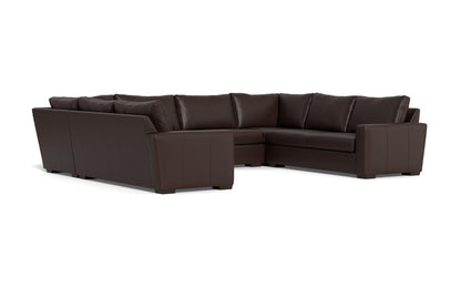 Mas Mesa 166" Deep Leather Condo U Sectional - Tribeca Espresso