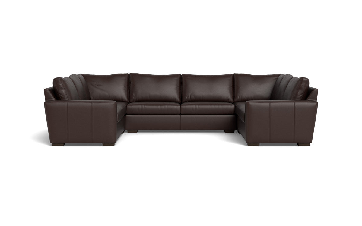 Mas Mesa 166" Deep Leather Condo U Sectional - Tribeca Espresso