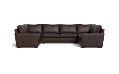 Mas Mesa 166" Deep Leather Condo U Sectional - Tribeca Espresso