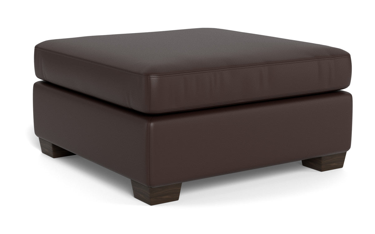 Track Leather Ottoman - Tribeca Cream