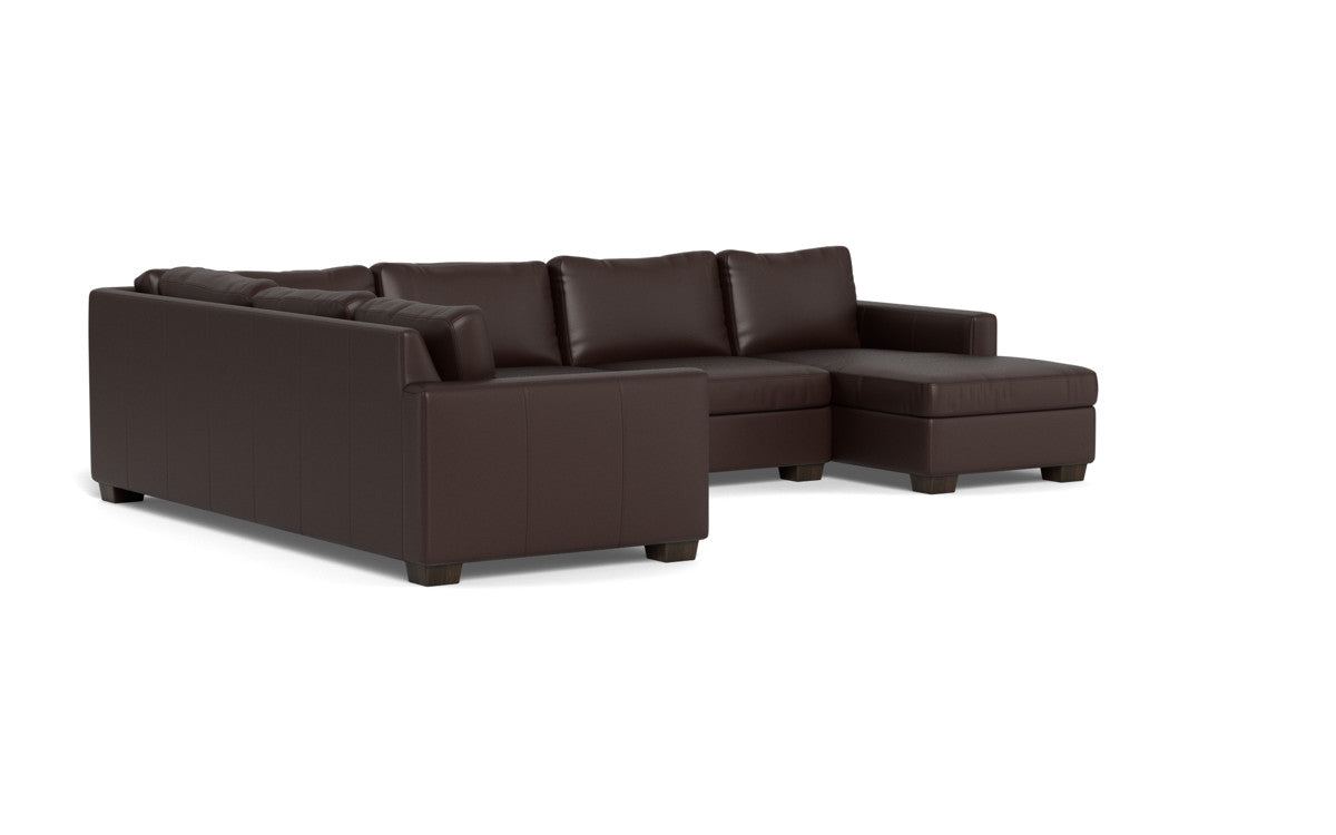 Track 141" Leather Corner Sectionals w. Right Chaise - Tribeca Espresso