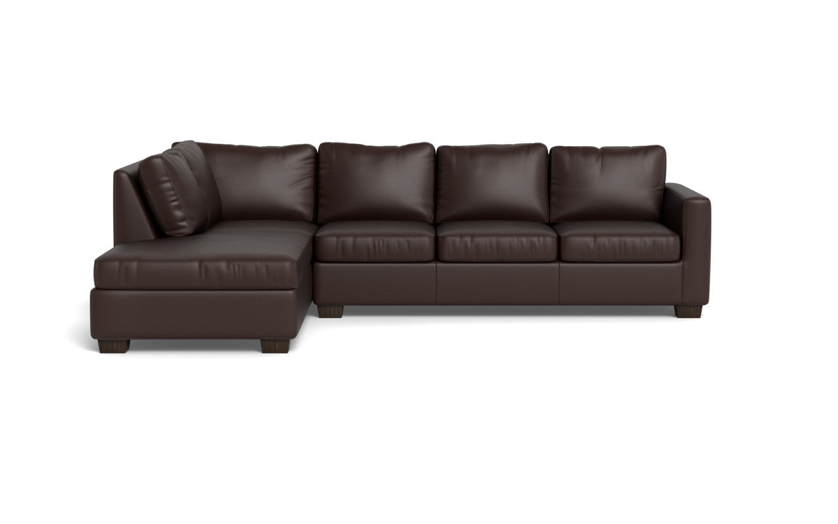 Track 121" Leather Left Chaise Sectional - Tribeca Espresso