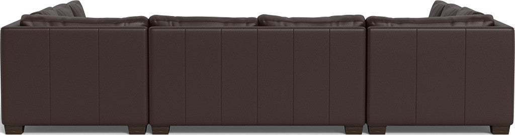 Track 141" Leather Corner Sofa Sleeper U Sectional - Tribeca Espresso