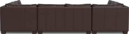 Track 141" Leather Corner Sofa Sleeper U Sectional - Tribeca Espresso