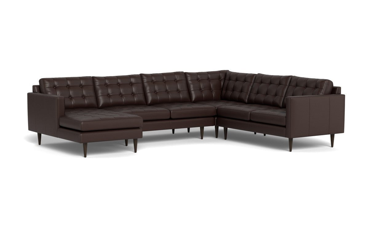 Wallace 130" Leather Corner Sectionals w. Left Chaise - Tribeca Espresso