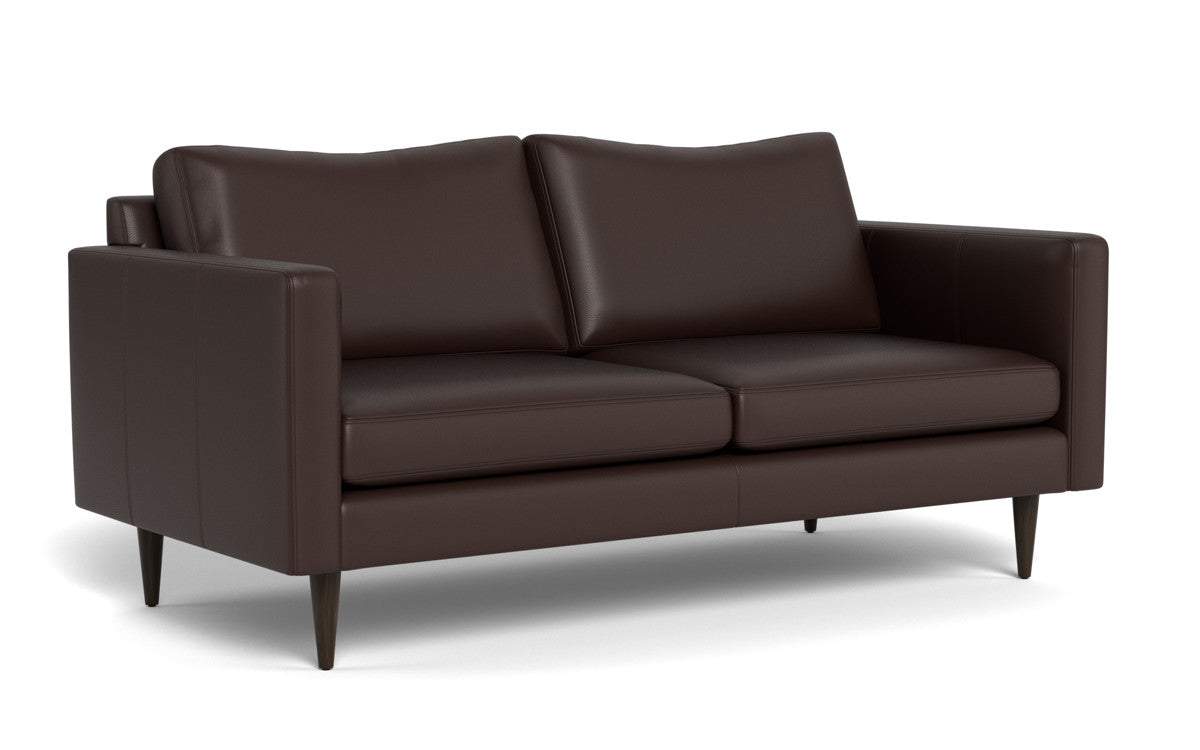 Wallace 74" Leather Untufted Apartment Sofa - Tribeca Espresso