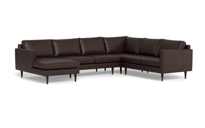 Wallace 130" Leather Untufted Corner Sectionals w. Left Chaise - Tribeca Espresso