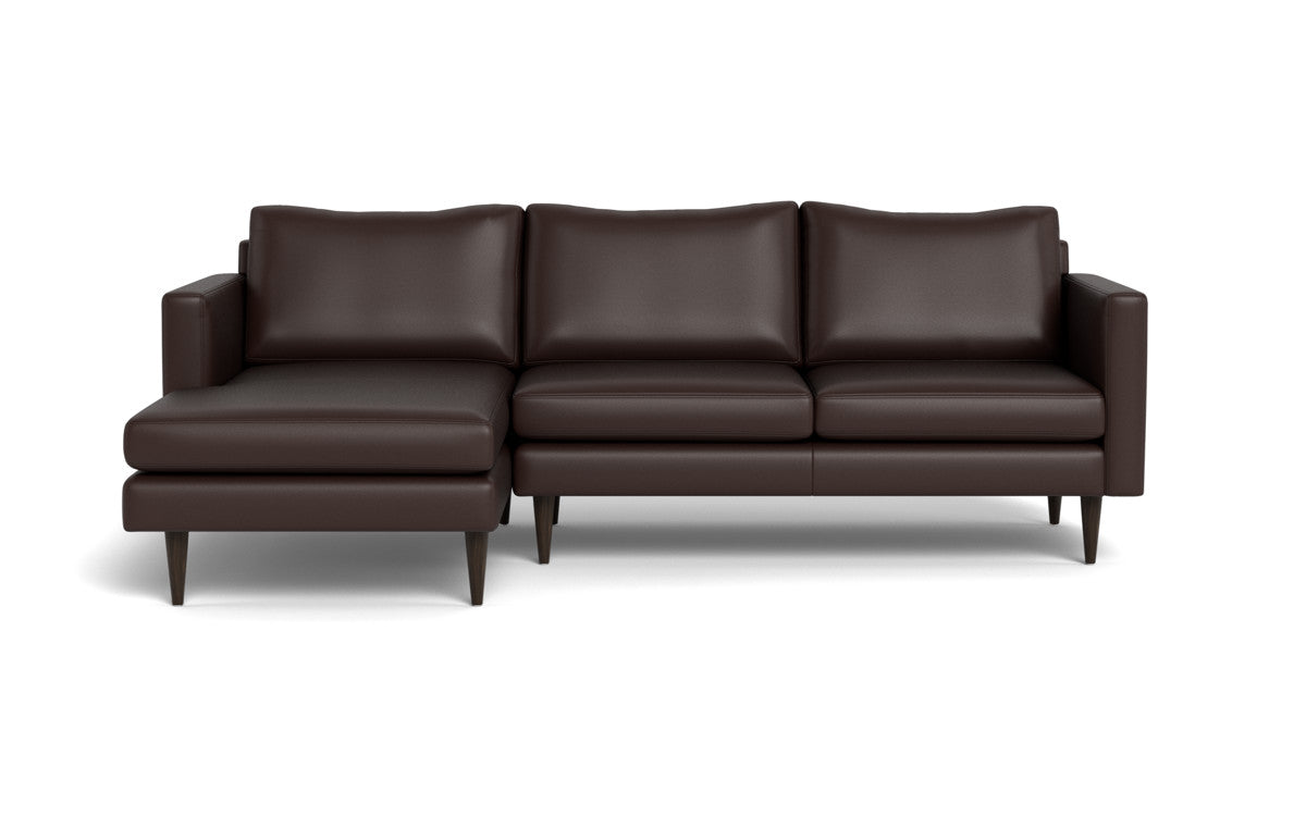 Wallace 98" Leather Untufted Left Chaise Sectional - Tribeca Espresso