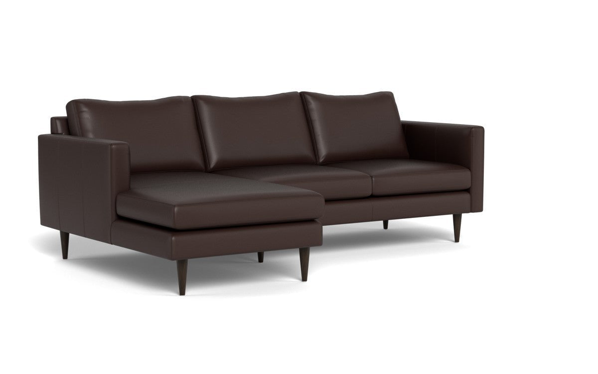 Wallace 98" Leather Untufted Left Chaise Sectional - Tribeca Espresso