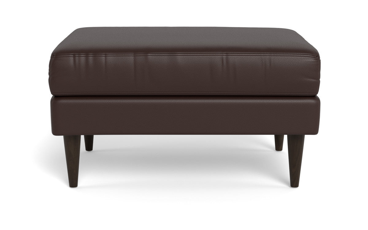 Wallace Leather Untufted Ottoman - Tribeca Espresso