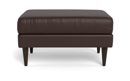 Wallace Leather Untufted Ottoman - Tribeca Espresso
