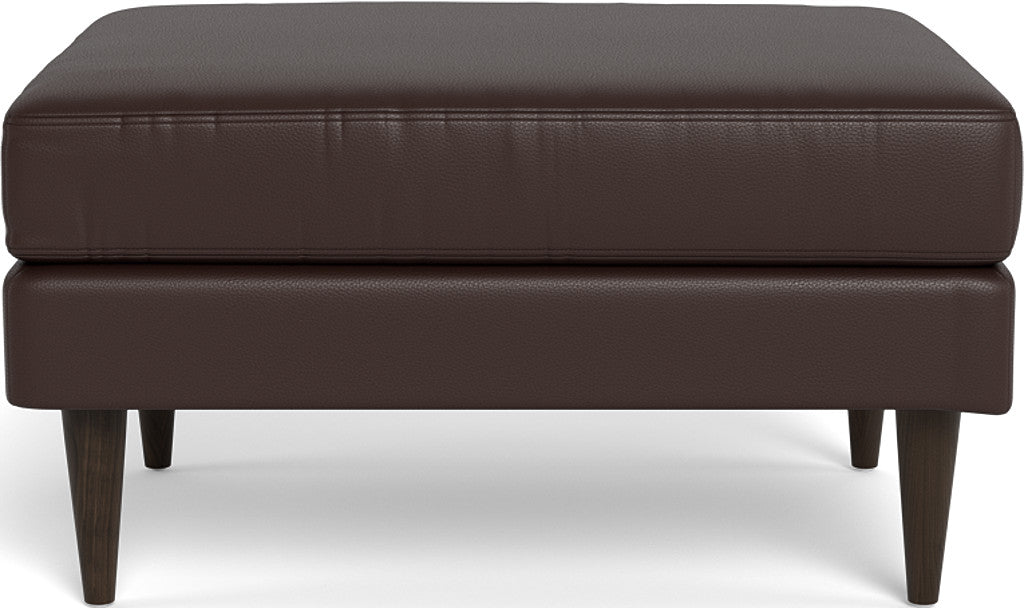 Wallace Leather Untufted Ottoman - Tribeca Cream